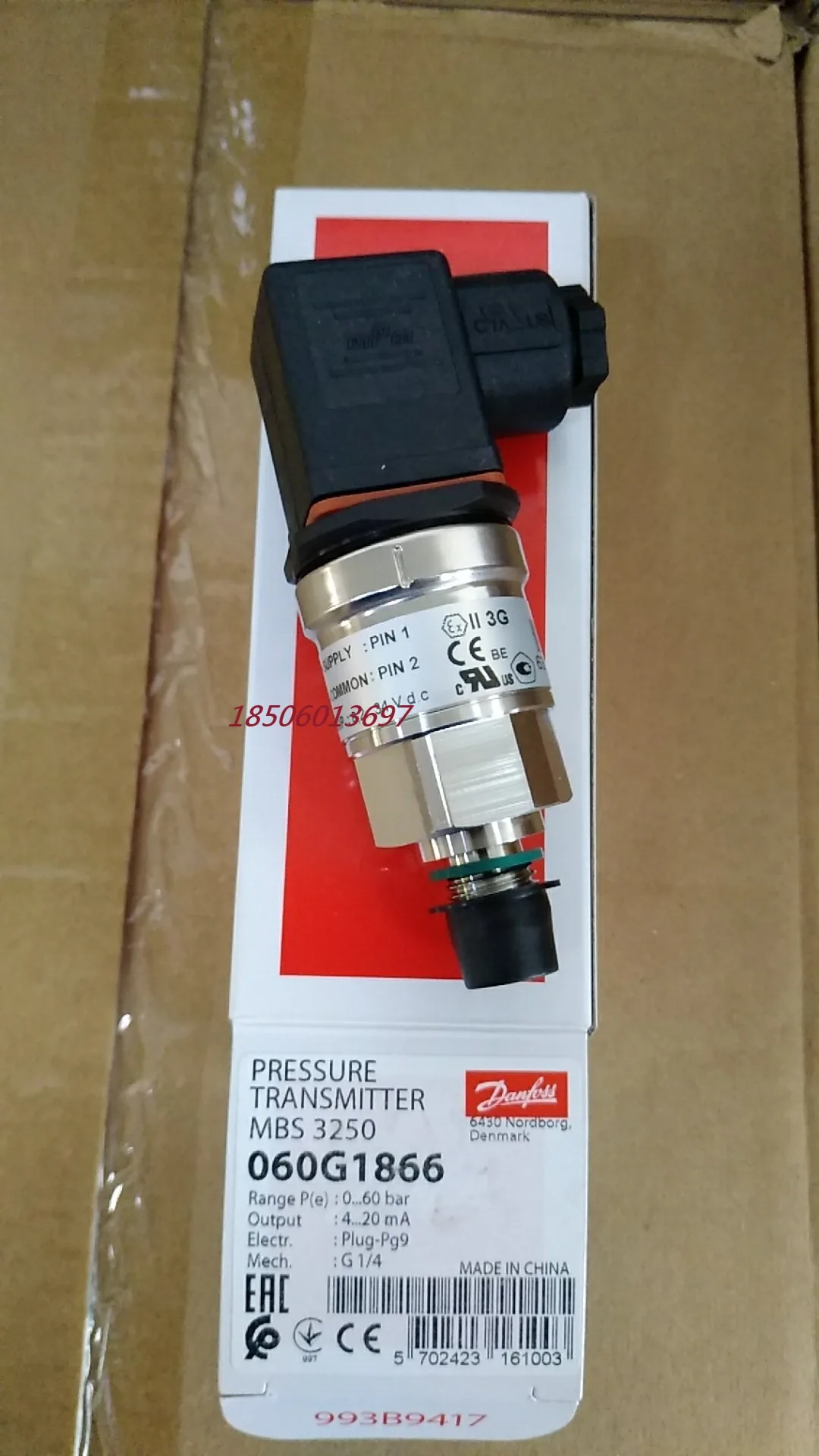 MBS3250-060G1866 Danfoss High Temperature Pressure Sensor 0-60bar 4-20mA