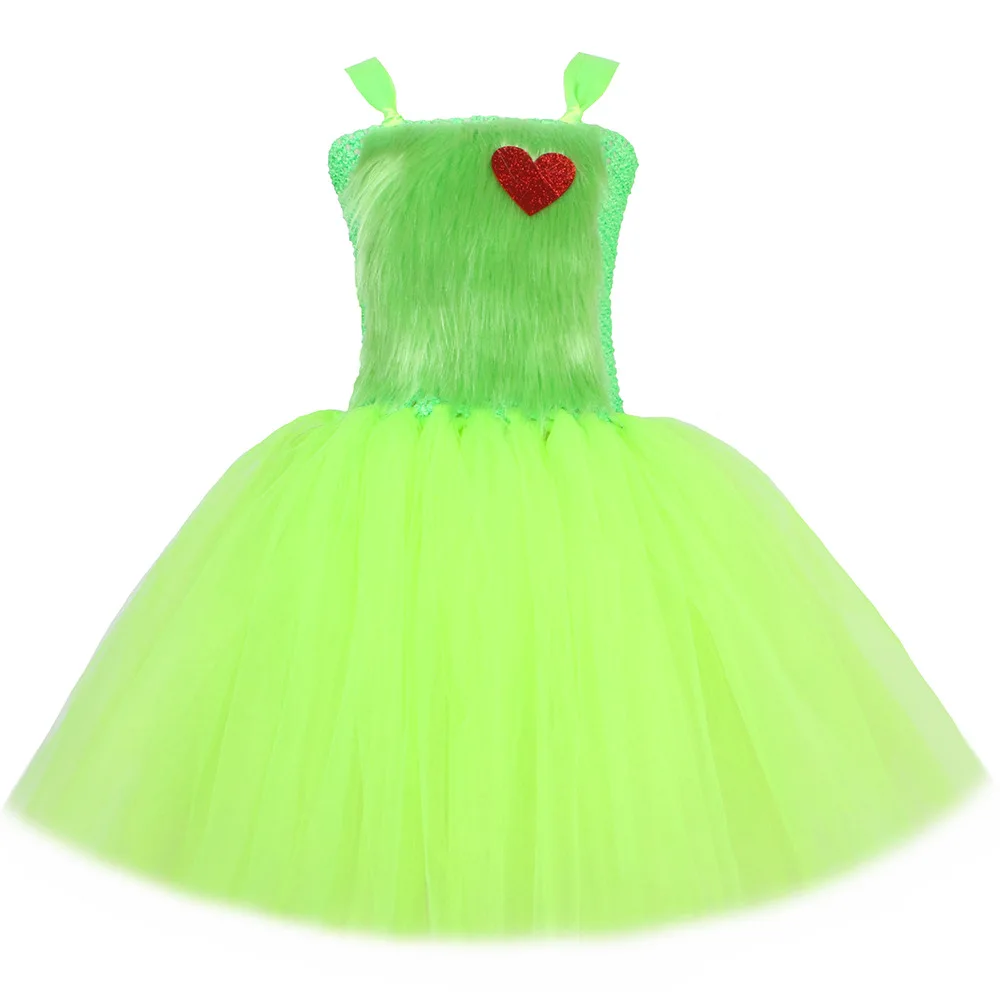 Movie Green Hair Cosplay Costume Sets Cute Dresses Uniform for Kids Outfit Halloween Carnival Party Monster Clothes Roleplay