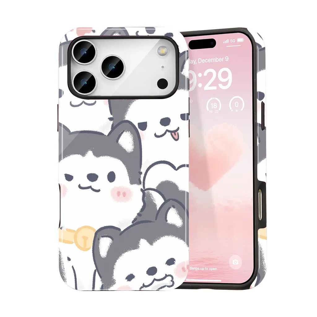 

Cute Cartoon Dog Cat Phone Case For iPhone 17 16 15 14 13 12 11 Pro Max Air 16 Plus Double-layer Back Cover