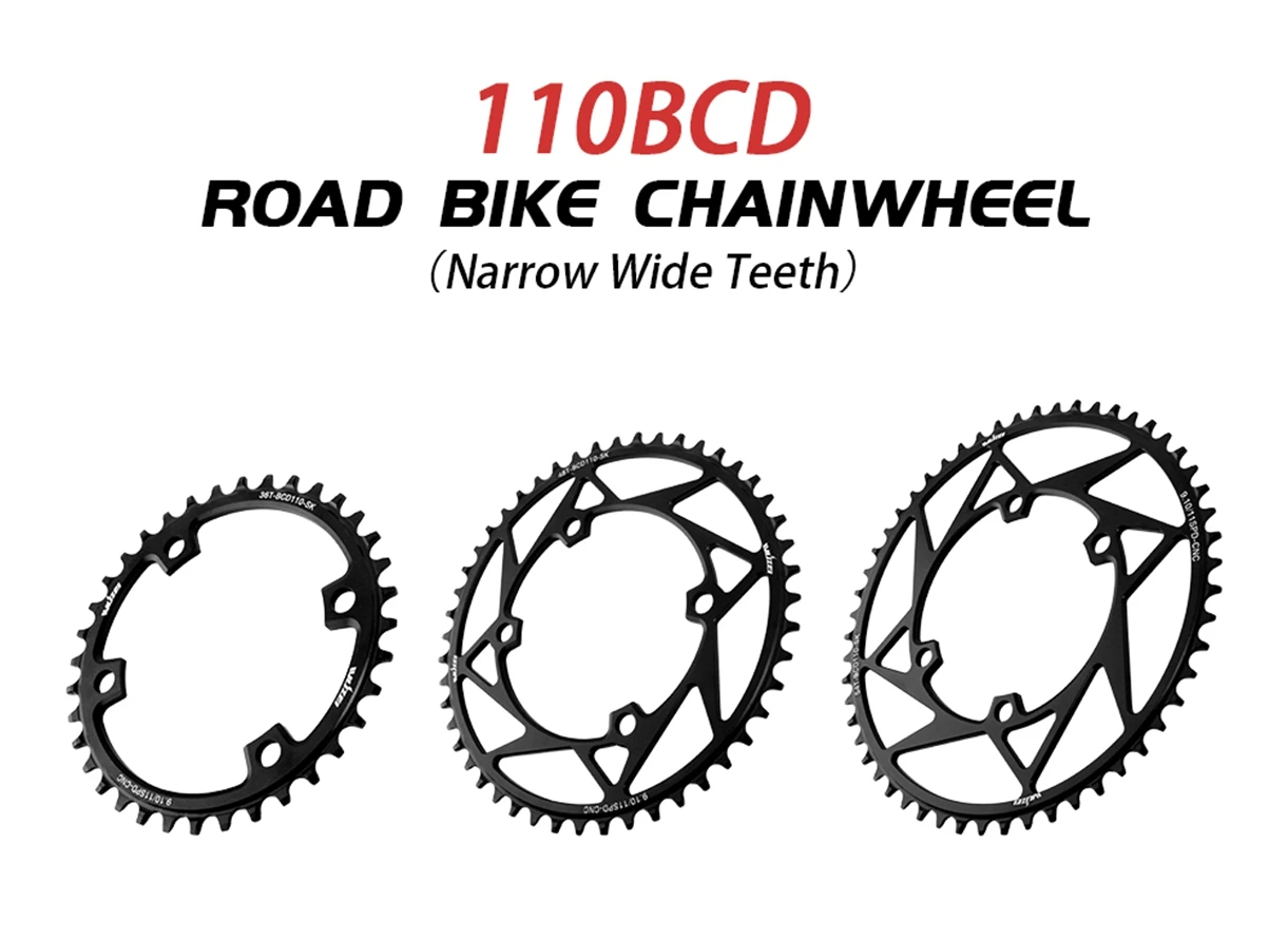 WUZEI Rennrad-Kettenblatt, 4 Schrauben, Kettenblatt, 110 BCD, Kettenrad, schmale breite Sterne, 110 BCD, Fahrradkrone für Shimano 105 R7000 R8000 – Detail 3
