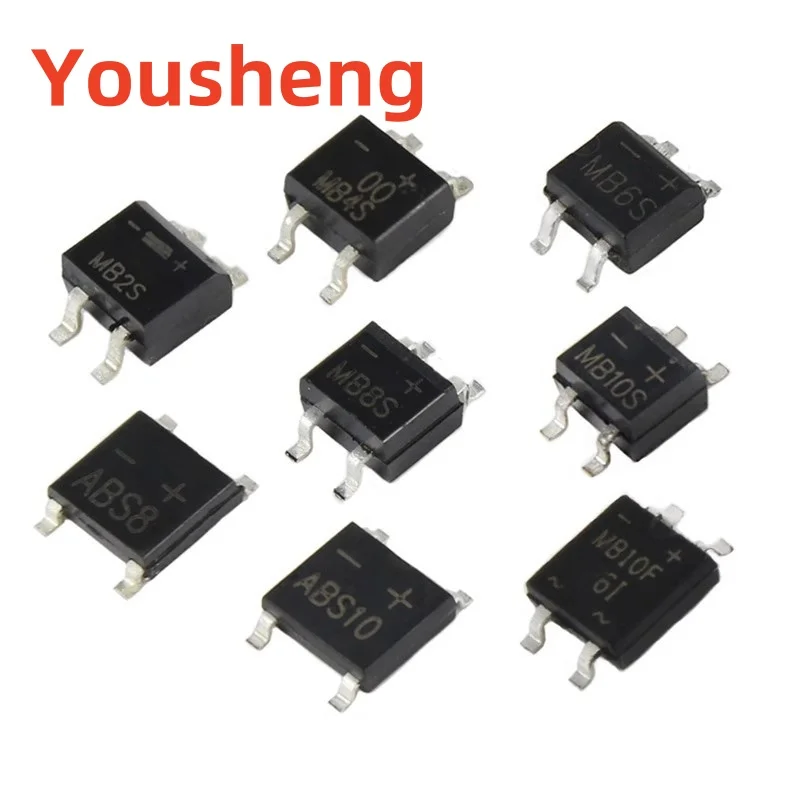 10pcs/lot New SMD Rectifier Bridge MB2S/MB4S/MB6S/MB8S/MB10F/MB10S/ABS8/ABS10 Bridge Stacks