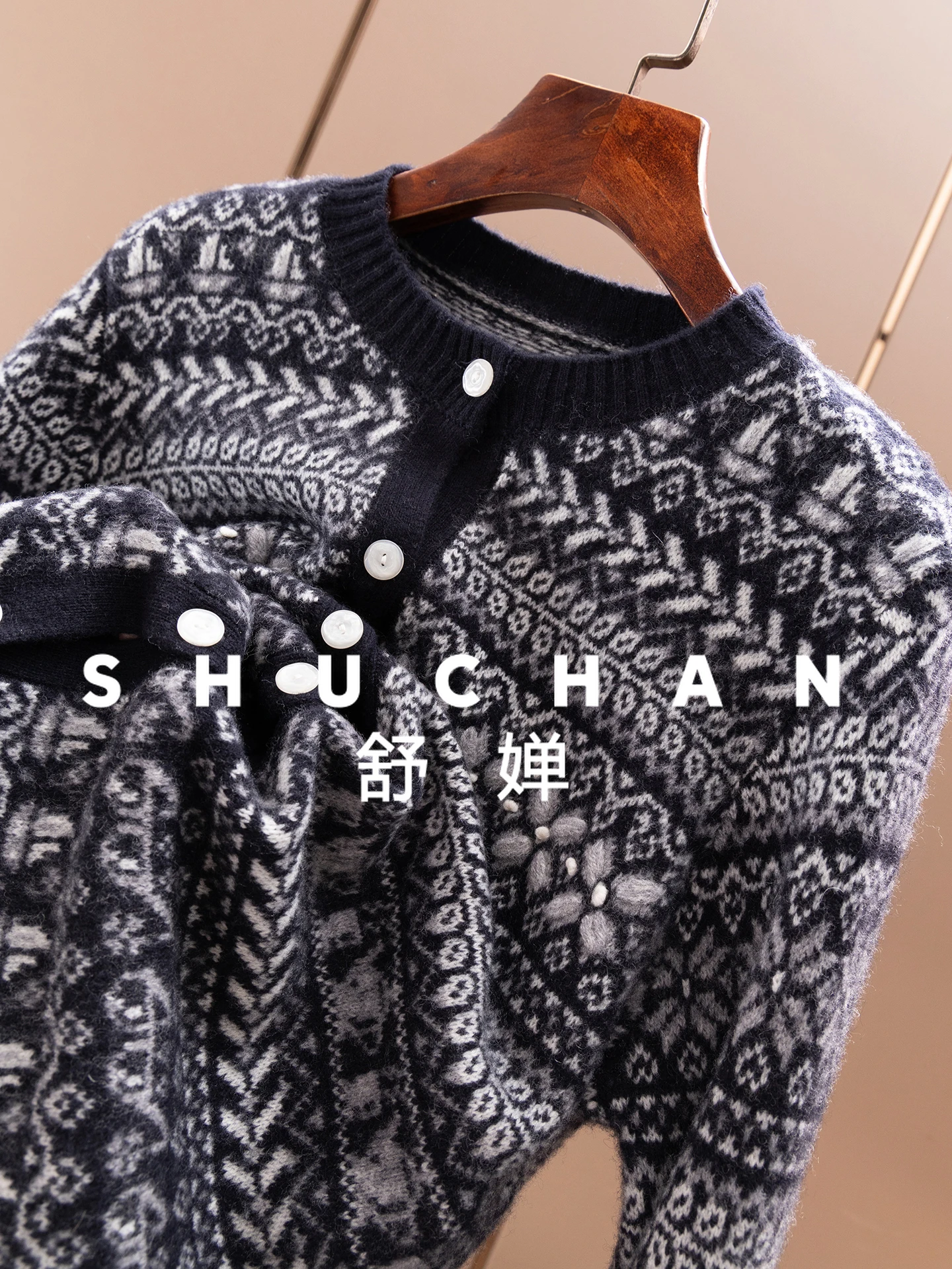 ريترو 100 الصوف معرض جزيرة الجاكار + سترة كروشيه سترة الإناث 55F6 Sueters De Mujer سترة Mujer #3