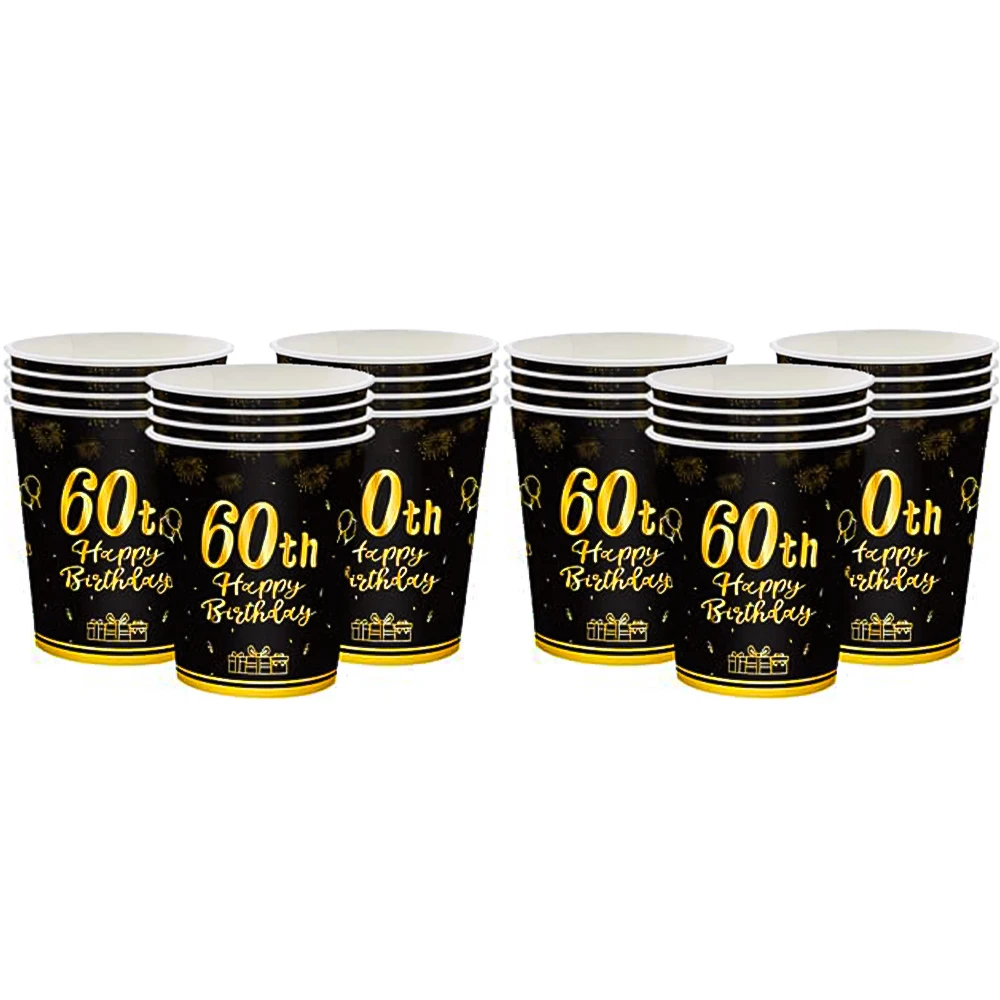 60th Birthday Party Supplies Plates1964 Birthday Paper Plates Dessert for Black Gold Theme Vintage Anniversary  Birthday Decor