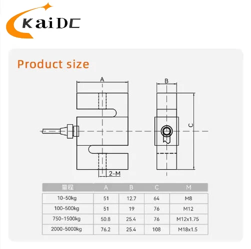 High-precision S-type load cell/force sensor for tension and compression measurement