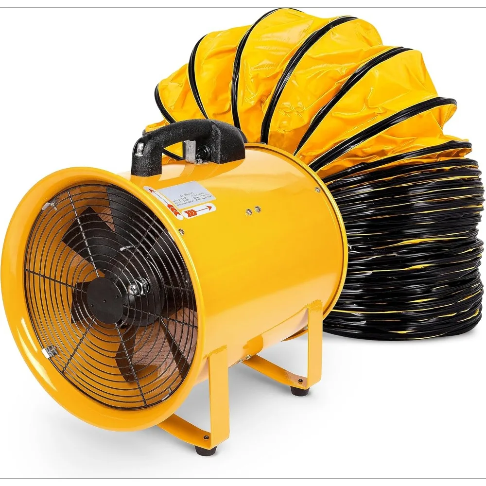 Portable Blower Exhaust Fan 12 inch Strong Shop Ventilation Fan onstruction Fan With Hose, Industrial Air Blower 7 FT Plug