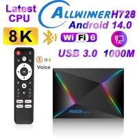 Android14 TV Box R69 PLUS CPU AllwinnerH728 Dual Wifi6 USB3.0 BT5.0 8K Cortex A55 Google Voice Decode Media Player Set Top Box