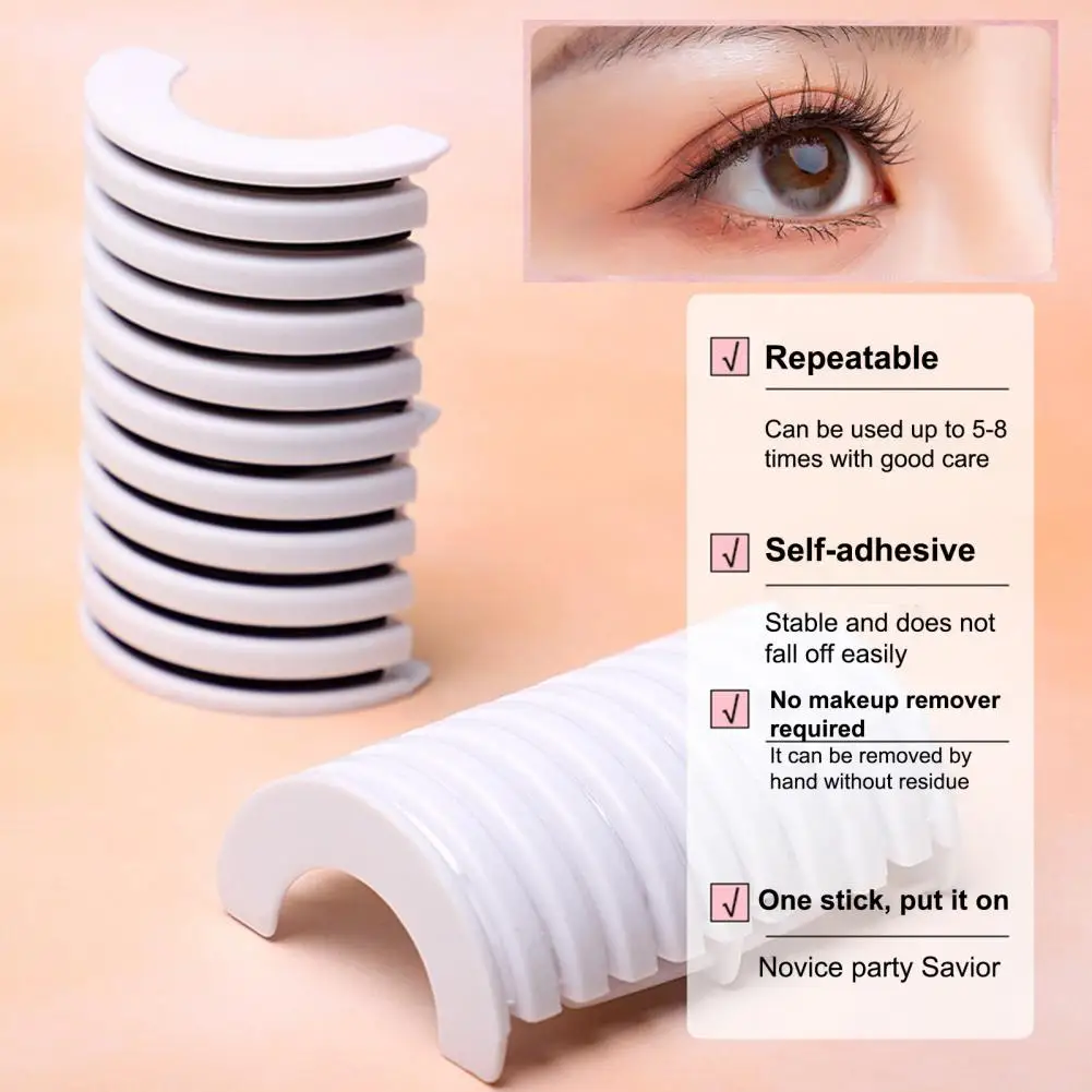 10Pcs/Box Glue-Free Lashes Adhesive Tape Eyelash Glue Strip Reusable Self-stick Glue Strip Eyelash Extension Makeup Tool