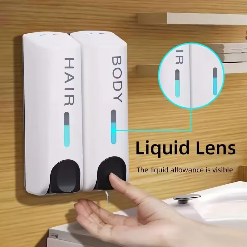 1/2/3 Wall Mounted Soap Dispenser 350ml, Shampoo and Shower Gel Dispenser, No Punching Hotel Home Manual Press Soap Dispenser