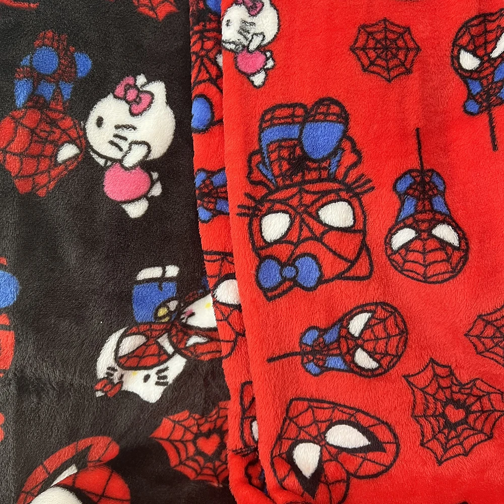 Pantalones de dormir de Hombre Araña, pijama de Hello Kitty de Anime, franela suave, pantalones informales de dibujos animados para el hogar, regalos para pareja, novedad de 2024