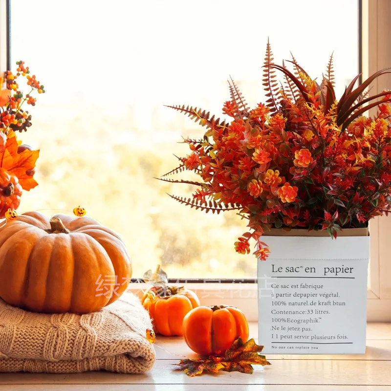 

Autumn Simulation Plants Thanksgiving Simulation Flowers Plastic Orchid Grass Home Decoration