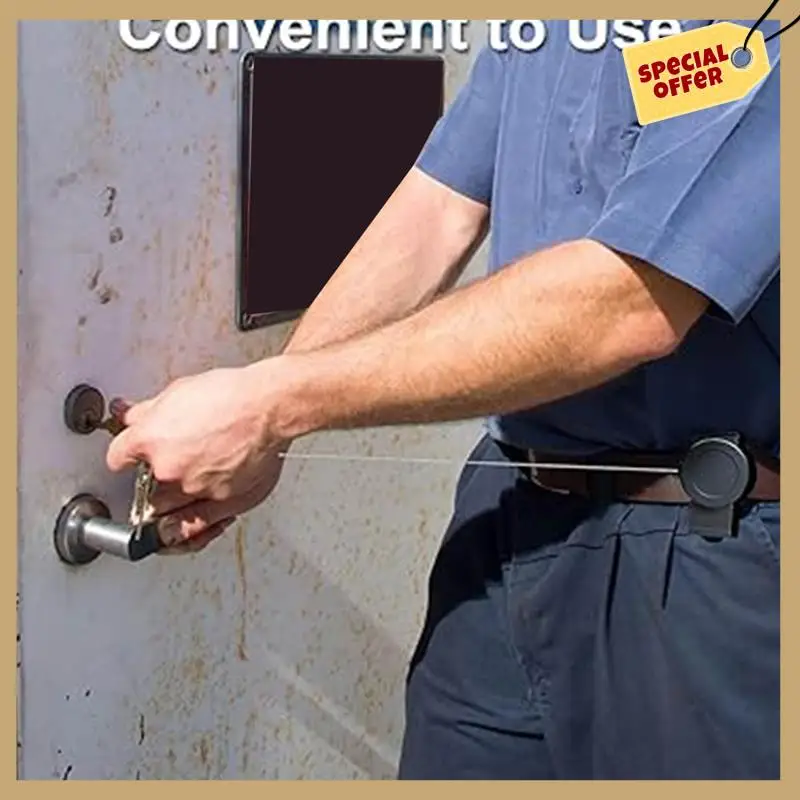 Стабильный выдвижной брелок для тяжелых условий эксплуатации с зажимом для ремня, 360° °   Выдвижной брелок для тяжелых условий эксплуатации с тросом и ключом R