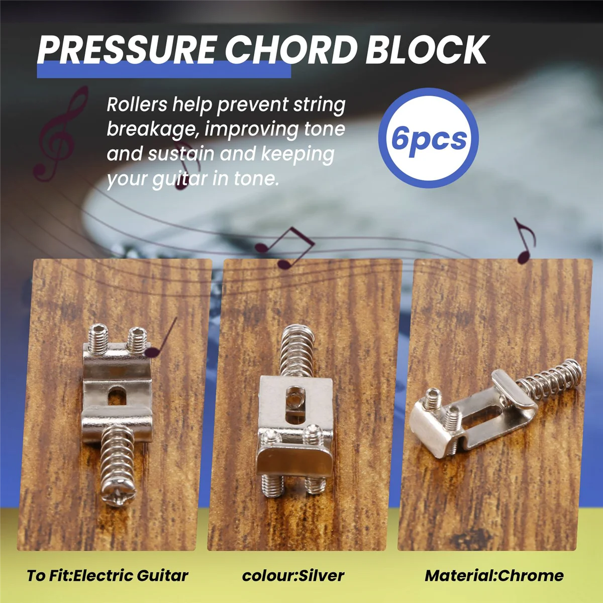 6er-Set verchromte Tremolo-Stegsättel für Fender E-Gitarre