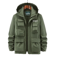 Men'S Multi Pocket Long Sleeved Vest Customized Print Logo Outdoor Sports Fishing Hiking Mountaineering Hunting Waterproof Coat