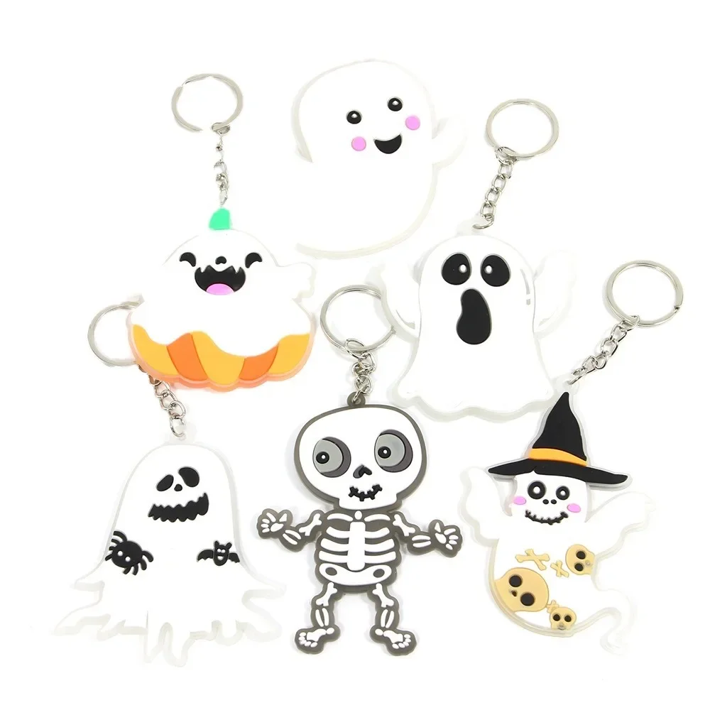 Cartoon New Halloween Decoration Plastic Halloween Spider Keychain Soft Rubber Bat Ghost Keychain Pendant Bag Pendant Decoration