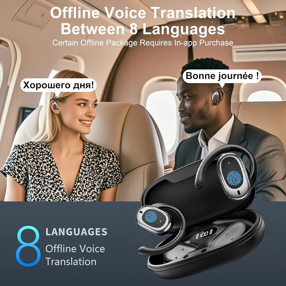 

Bluetooth-совместимые наушники TWS с регулируемым языковым переводчиком и шумоподавлением, наушники-переводки 3-в-1 в реальном времени