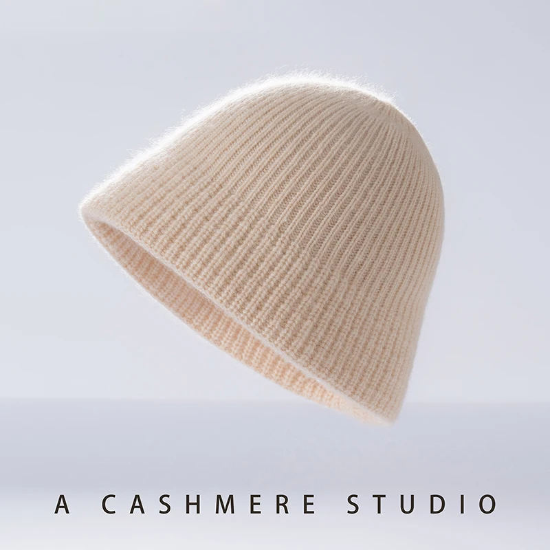 

MVLYFLRT Women's High Quality Cashmere Knitted Double-Layer Thick Fisherman Hat Warm Soft Autumn Winter Fashion Accessory