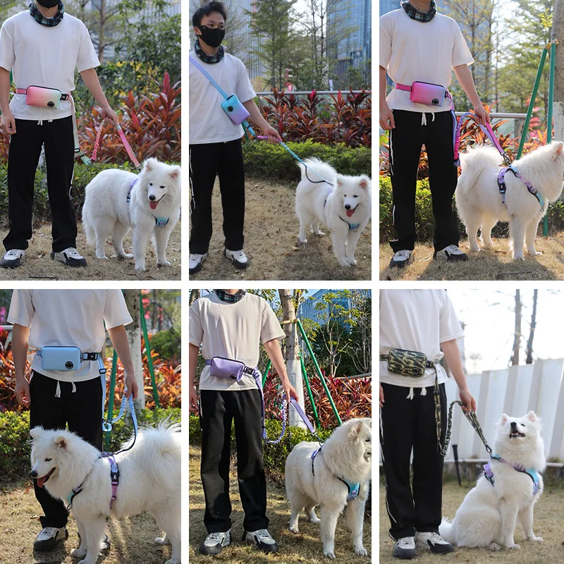 Pet Leash Explosion-Proof Waist Bag Portable Dog Running Reflective Leash
