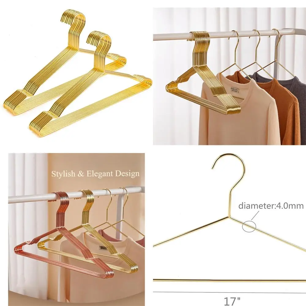 

Золотые сверхмощные 17-дюймовые металлические вешалки для одежды, компактные тонкие проволочные вешалки для пальто, костюмов, свадебного бутика, брюк, W