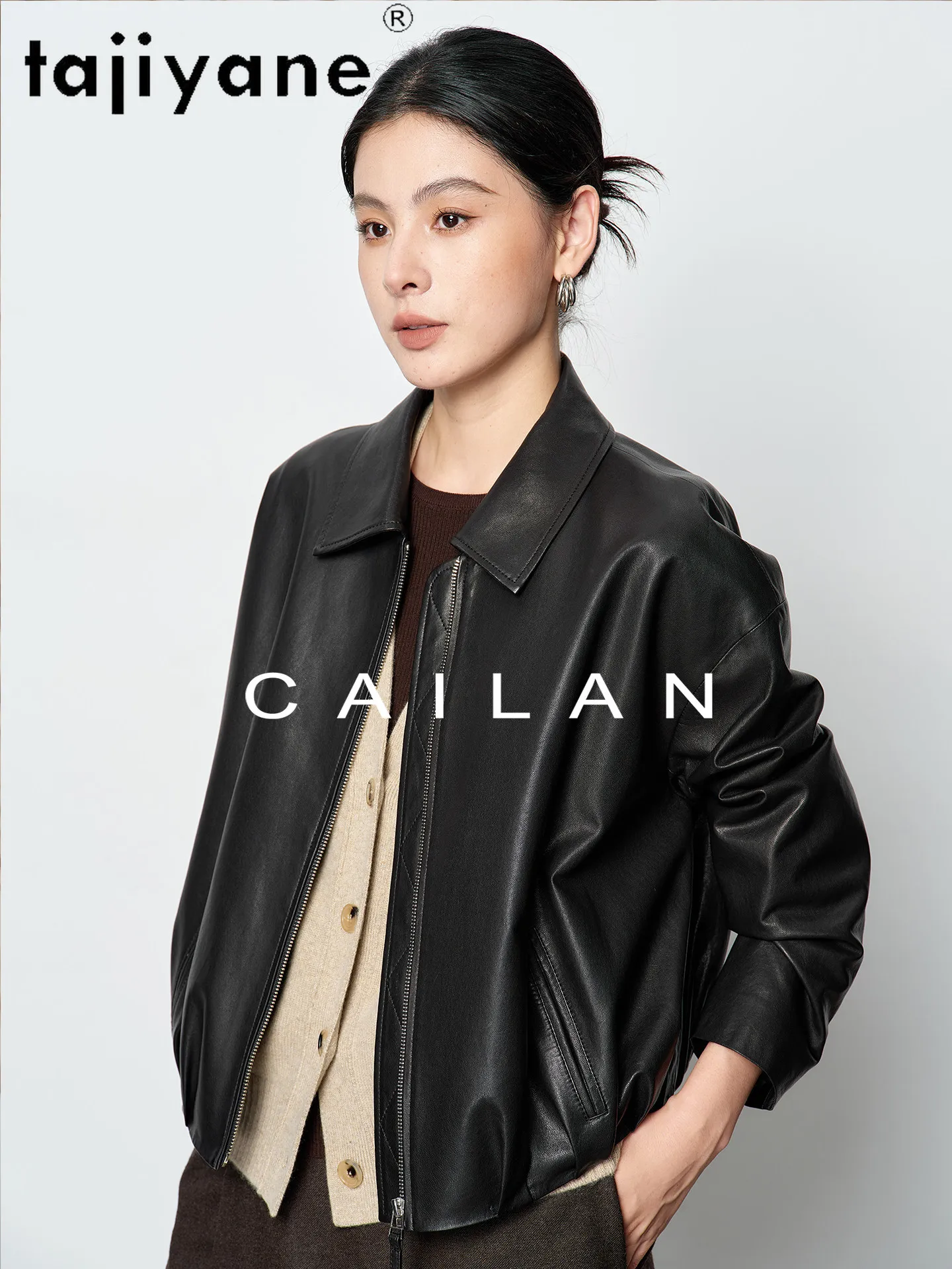 TAJIYANE Giacche in Pelle di Pecora da Donna, Cappotto Corto Casual di Alta Qualità in Vera Pelle, Abbigliamento Autunnale 2026, дубленка женская