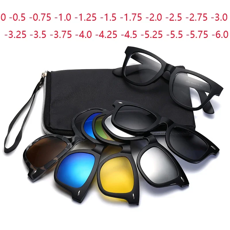 21 Styles Magnet With 5 Clip Sunglasses Polarized Gray TR90 Frame Custom Prescription Myopia 0 -0.5 -1 -1.5 -2 -3 -4 -5 -5.5 -6