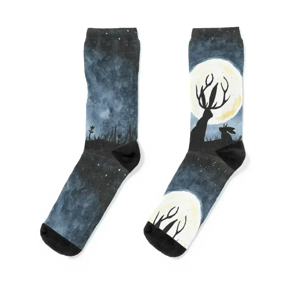 

Jackalope Moon Socks Toe sports luxe fashionable Thermal man winter Designer Man Socks Women's