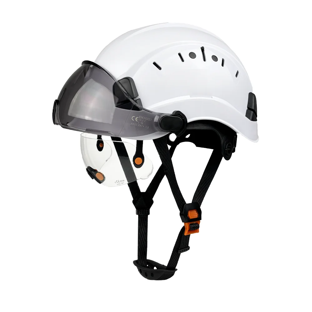 CE Safety Helmet with Built-in Visor ABS Hard Hat with Visor Adjustable Ventilation Hardhats Work Head Protection Engineer Cap A