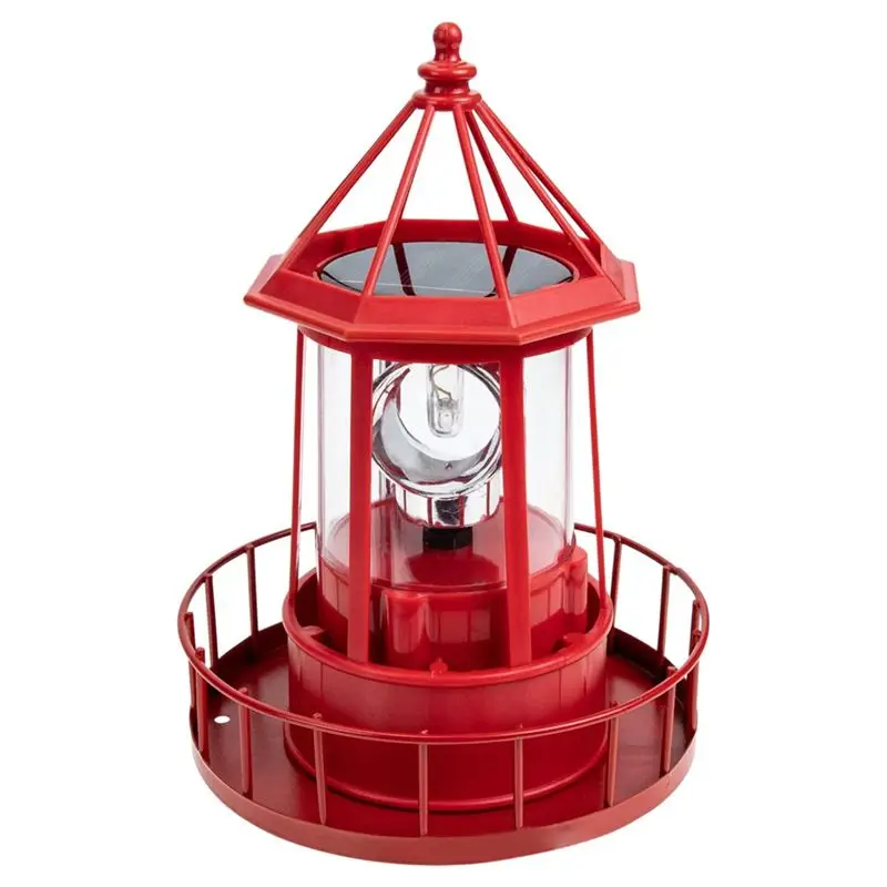 A7THK-Landscape Lamp Lighthouse-Shaped Rotating Beacon Light Iron Solar Adornment Garden Decor B