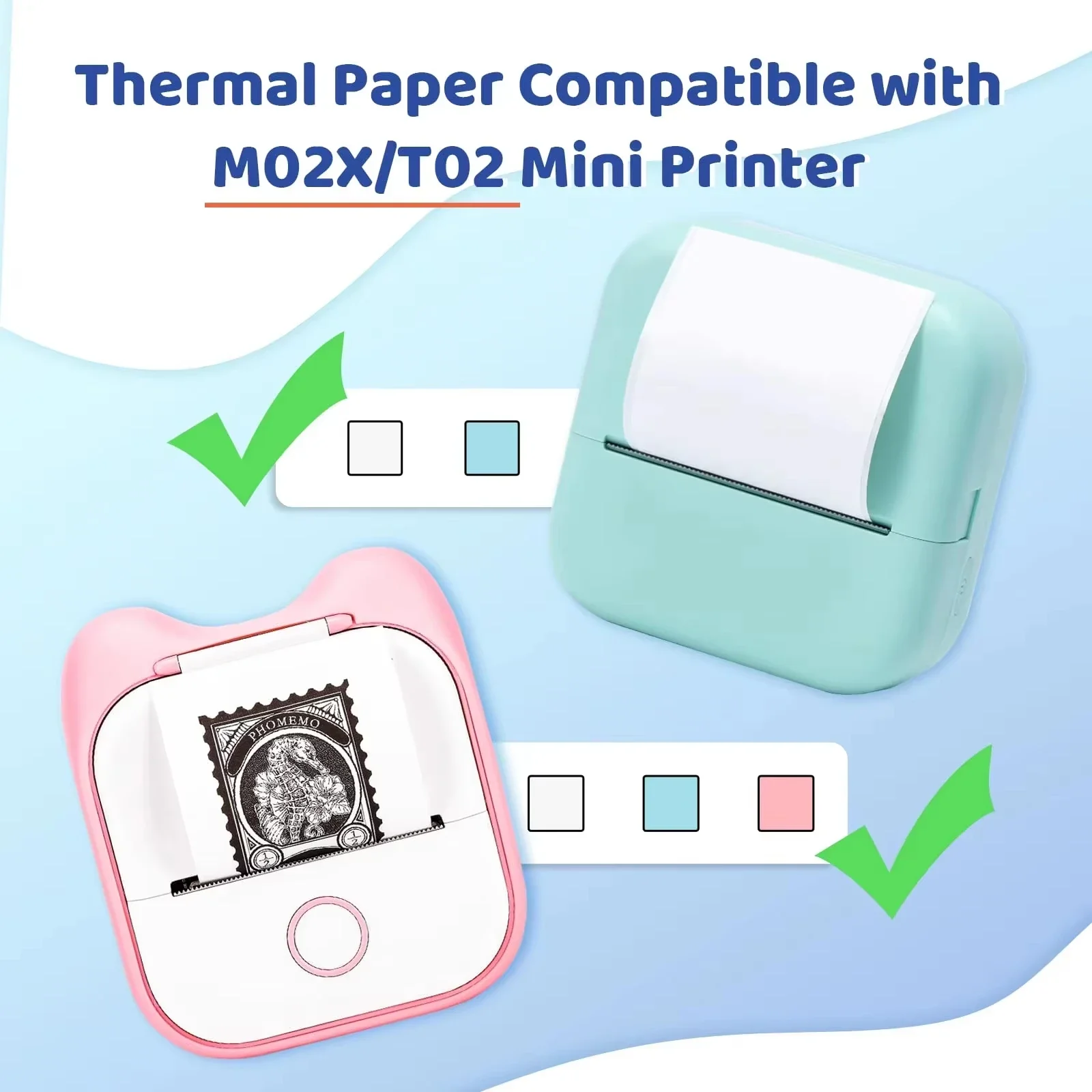 T02 Transparentes Papier, transparentes Aufkleberpapier – für Lernnotizen, Fotos, Liste, Aufkleber, Schwarz auf Weiß, 3 Rollen 53 mm Thermopapier