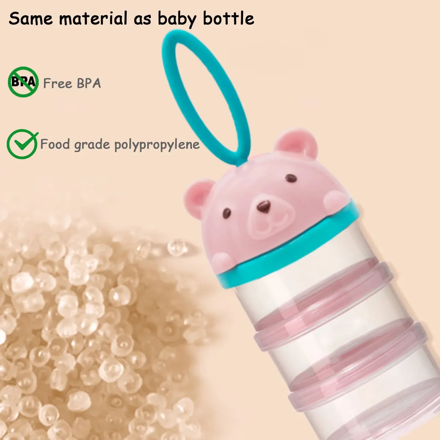 Scatola per latte in polvere per bambini a 4 strati, scatola scomparsa per alimenti complementari per neonati, scatola sigillata per farina di riso e frutta