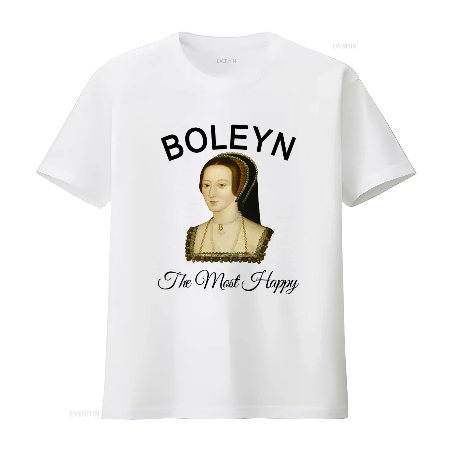 Women's The Most Happy Anne Boleyn Portrait Print T Shirt Historical Fashion Inspired Design vintage Washed designer clothes