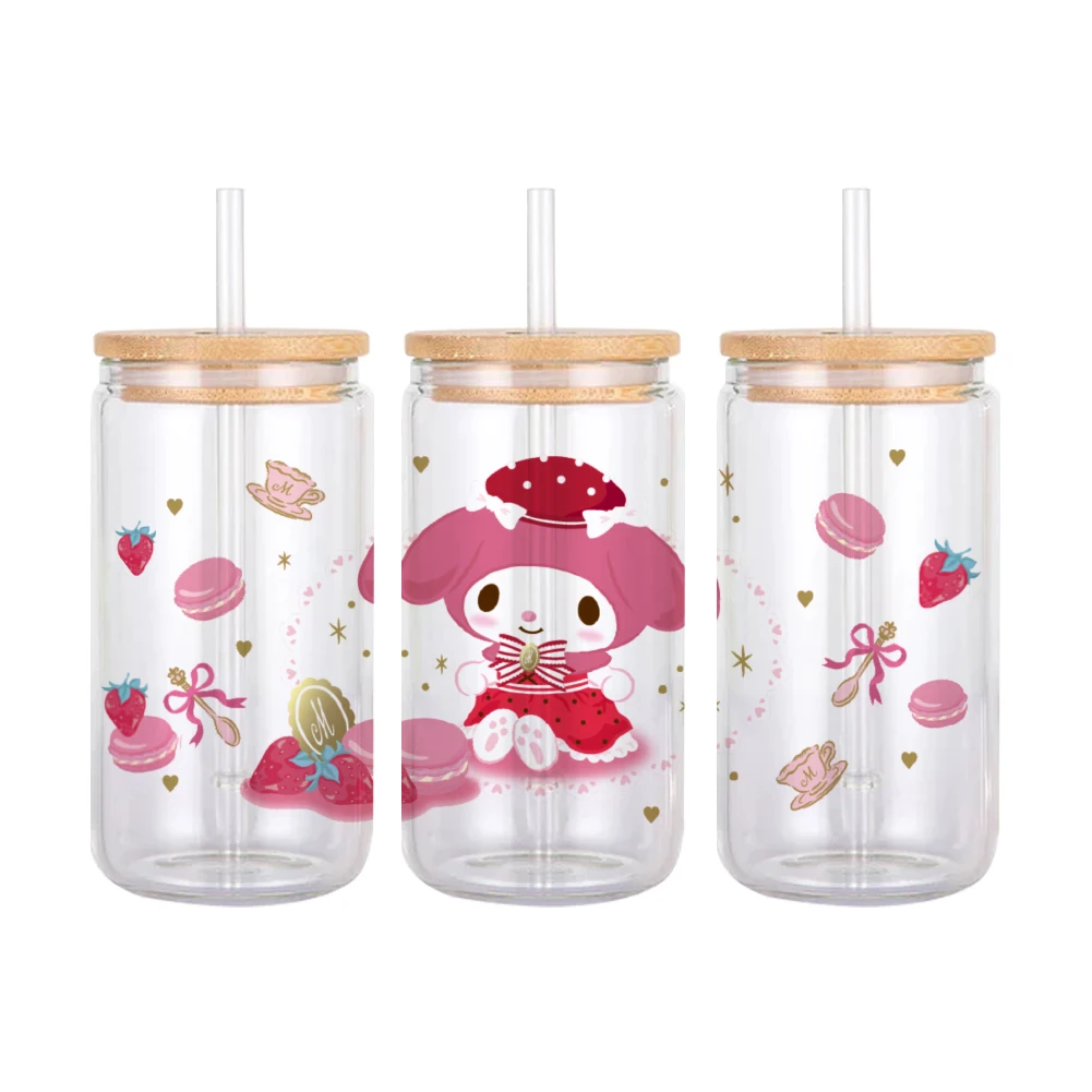 Japanese Rabbit Cartoon Sanrio My Melody UV DTF Transfer Sticker Waterproof Transfers Decals For 16oz Glass Cup Wrap Stickers