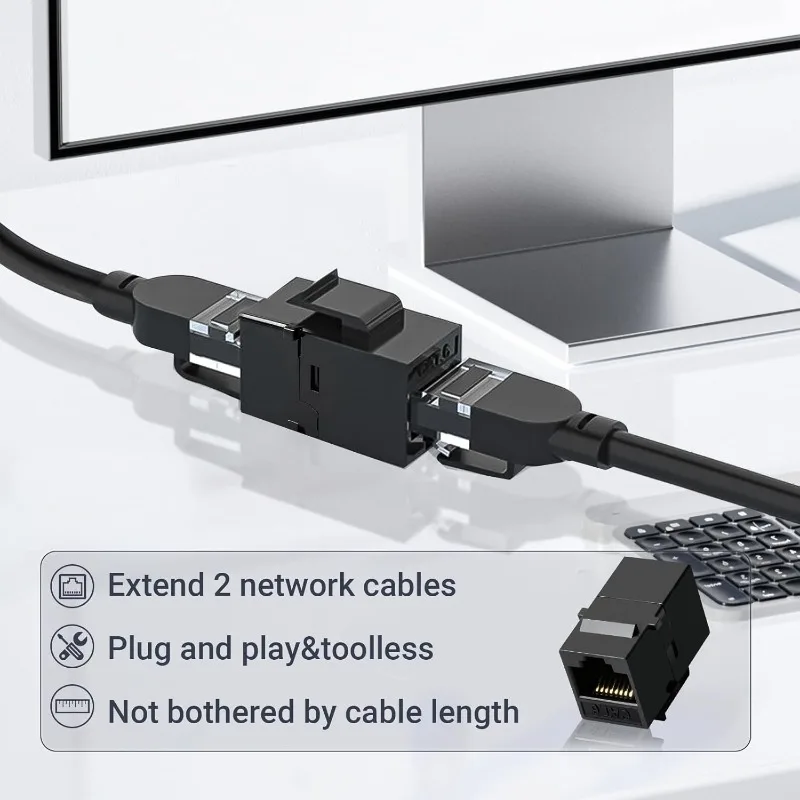 1/3/5PCS Cat6 RJ45 Keystone Coupler Network Ethernet Dual Straight Head Lan Cable Connectors Internet CAT 6 6a Extender Plug