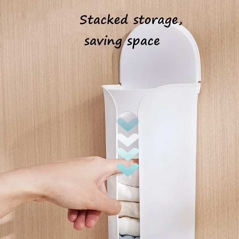 1PCS New Home Wall-Mounted Underwear Storage Box Closet Socks Underwear Panties Self Adhesive Garbage Bag Dispenser Storage Box