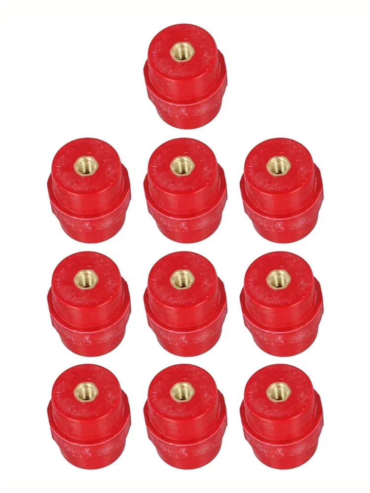 10Pcs Red Busbar Insulators SM-30 M6 High Strength Polyester Spacer Insulators For Power Distribution Cabinets