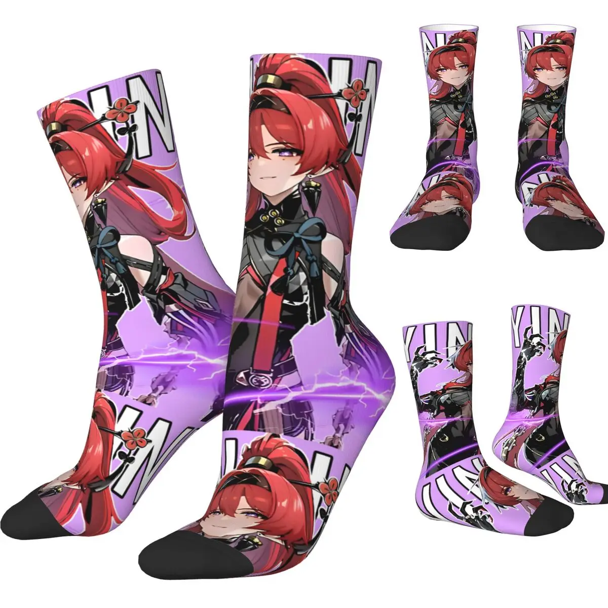 Wuthering Waves Yinlin Video Game Stockings Graphic Funny Socks Winter Anti Bacterial Socks Men Cycling Warm Soft Socks