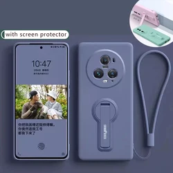 Luxury Soft Silicone Case For Huawei Honor Magic 5 6 7 8 4 3 Pro Lite Phone Case X9B X9A Cover With Holder Screen Protector