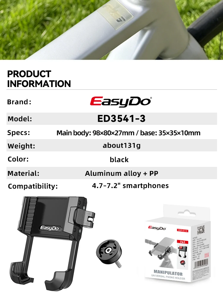 Easydo Fahrradlenker-Handyhalterung, vibrationsdämpfende Aluminium-Fahrrad-Headset-Kappe, Handyhalterung mit M6-Schraube für Renn- und Gravel-Bikes – Detail 9