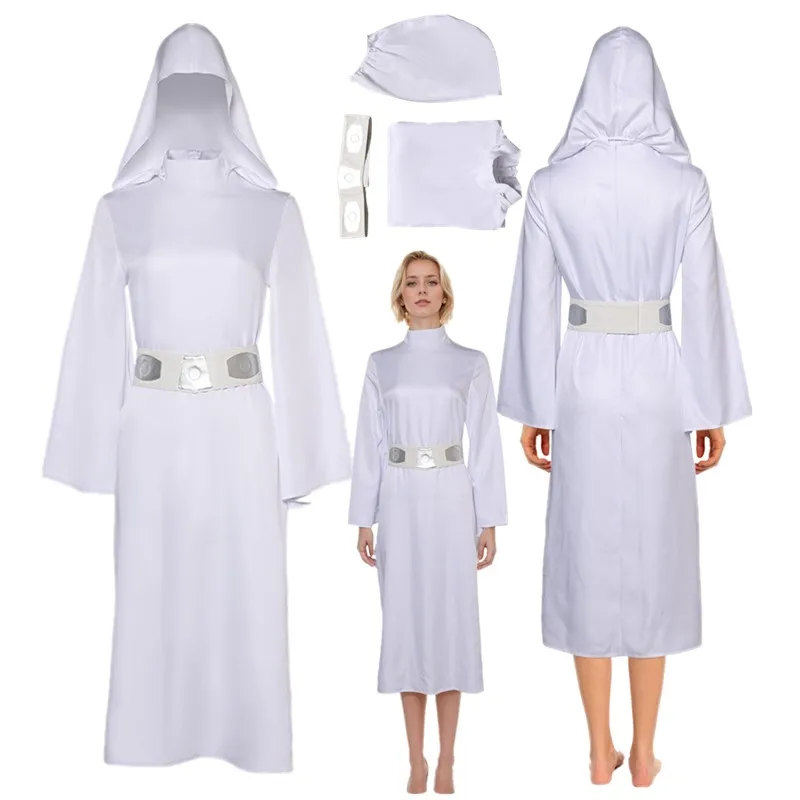 TV Disguise Leia Cosplay Princess Costume Adult Women Dress Cloak Fantasia Robe Belt Outfits Halloween Carnival Party Suit