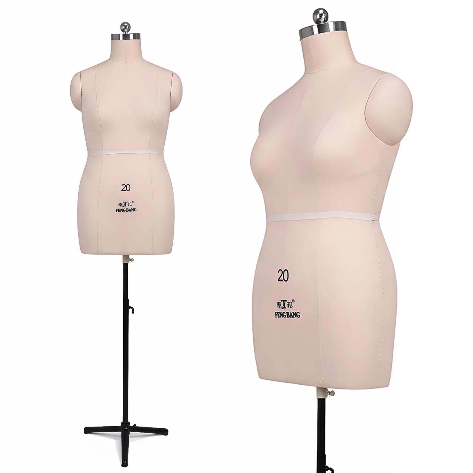 

Female Half Body Torso Body Clothing Forms Height Adjustable Mannequin Display Stand with Metal Stand for Retail Boutique Store