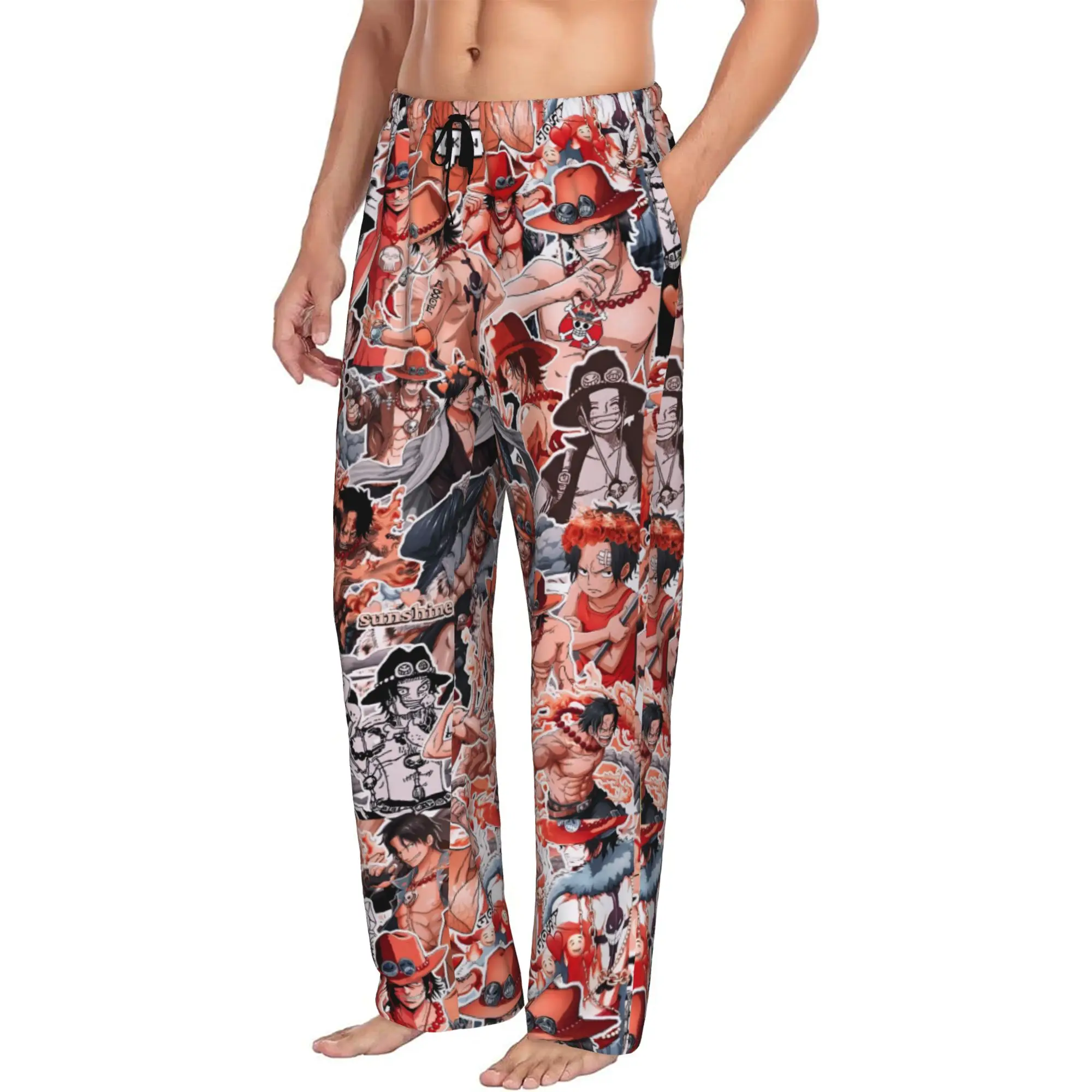 

Custom Print Men Ace Cartoon Mangas Pajama Pants Sleepwear Sleep Lounge Bottoms with Pockets