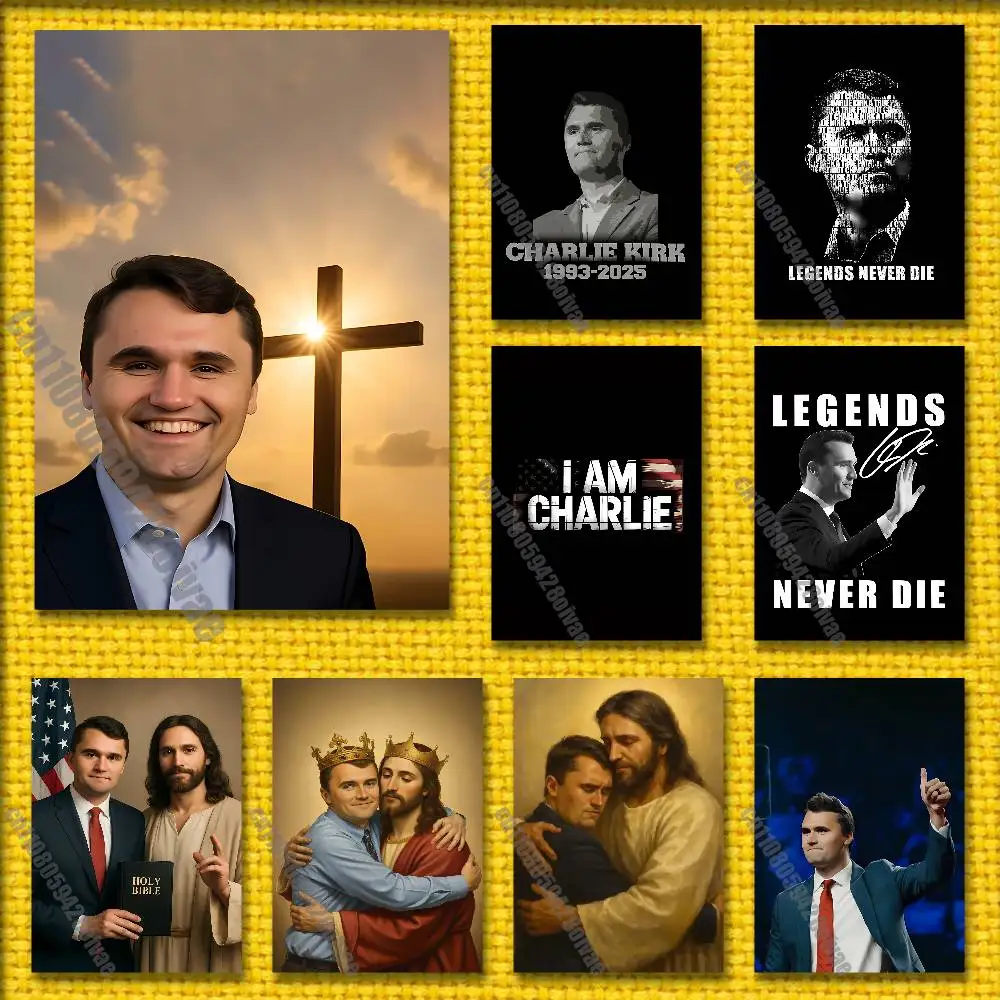 Charlie Kirk Jesus Cross Poster Stickers Suitable For Home Decoration 50x70cm Self-adhesive Decorative Photo Gifts Playbill Case