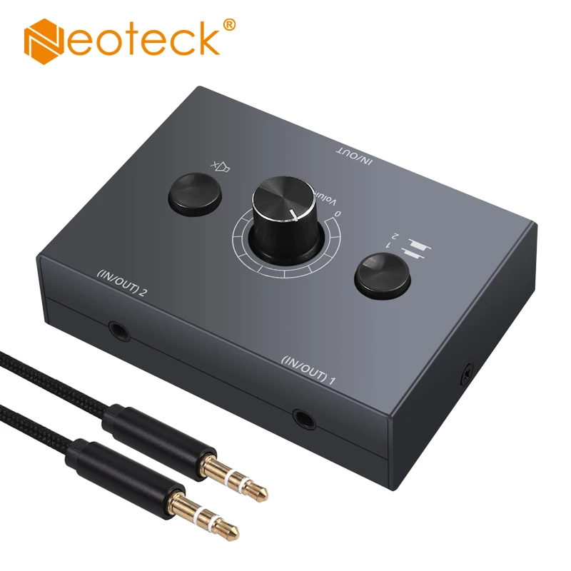 Neoteck 2 Way/4 Way 3.5mm Stereo Audio Switcher dwukierunkowy Stereo Audio przełącznik Splitter Box 2 w 1 Out / 4 w 1 Out