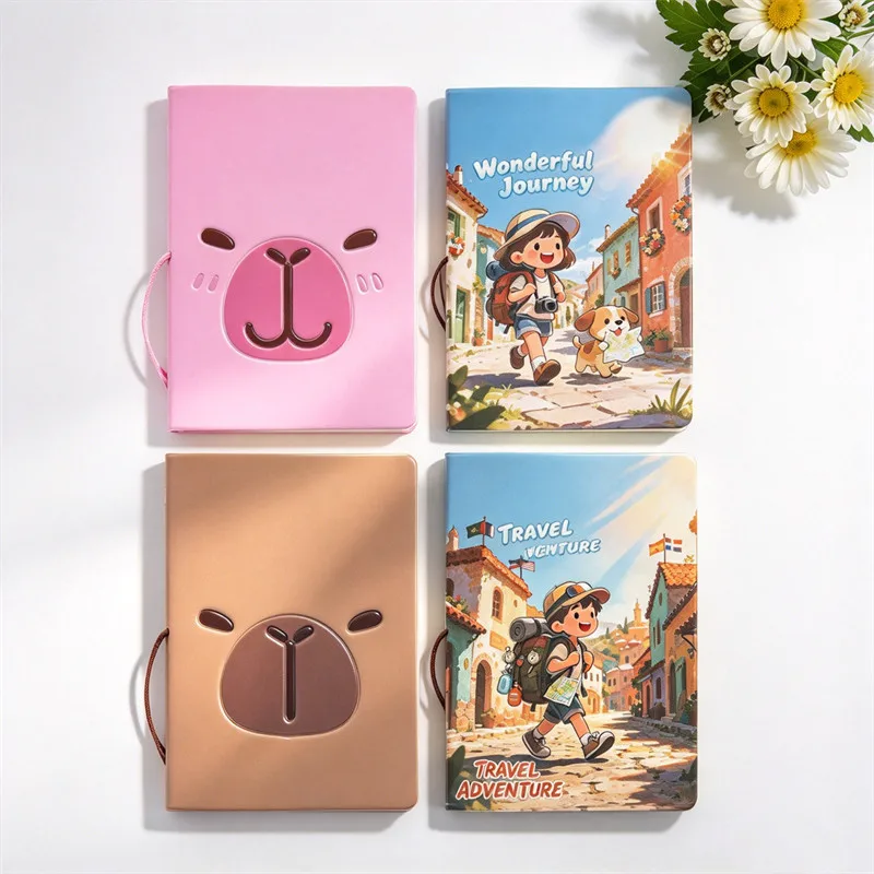 3D Embossed Capybara Passport Holder Travel Adventure Wonderful Journey Cartoon Boy Girl Passport Cover Ticket Document Case