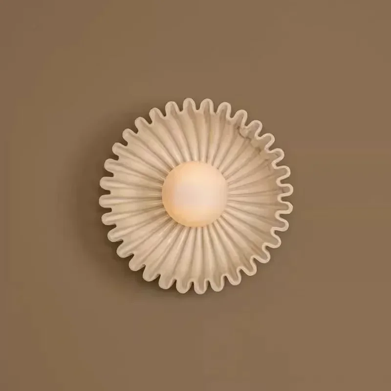 Simplicity Nordic Ceramic Sunflower Gear Shaped LED Wall Lamps Indoor Painted Lustre Lights for Hall Home Decoration Chandelier
