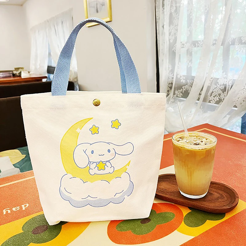 Cartoon Sanrio Hello Kitty Canvas Bag Women Large Capacity Shoulder Bag Shopping Bag Girl Handbag Bento Bags