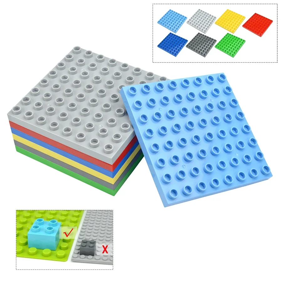 Duploes Big Size Double Sided 8x8 Dots BasePlates Assembly Plate Square Bricks Floors Classic Toys Duploe Large Particle