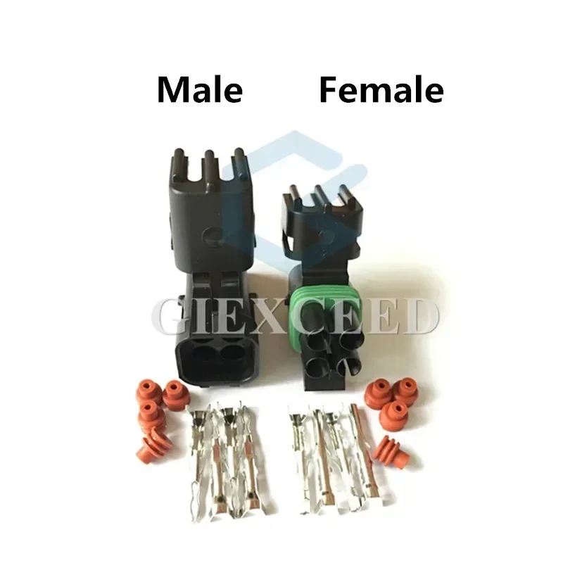 2 Sets 4 Pin AC Assembly 12015024 12015798 Weather Pack Electrical Wire 2.5 Connector Sealed Plugs Wiring Automobile Socket