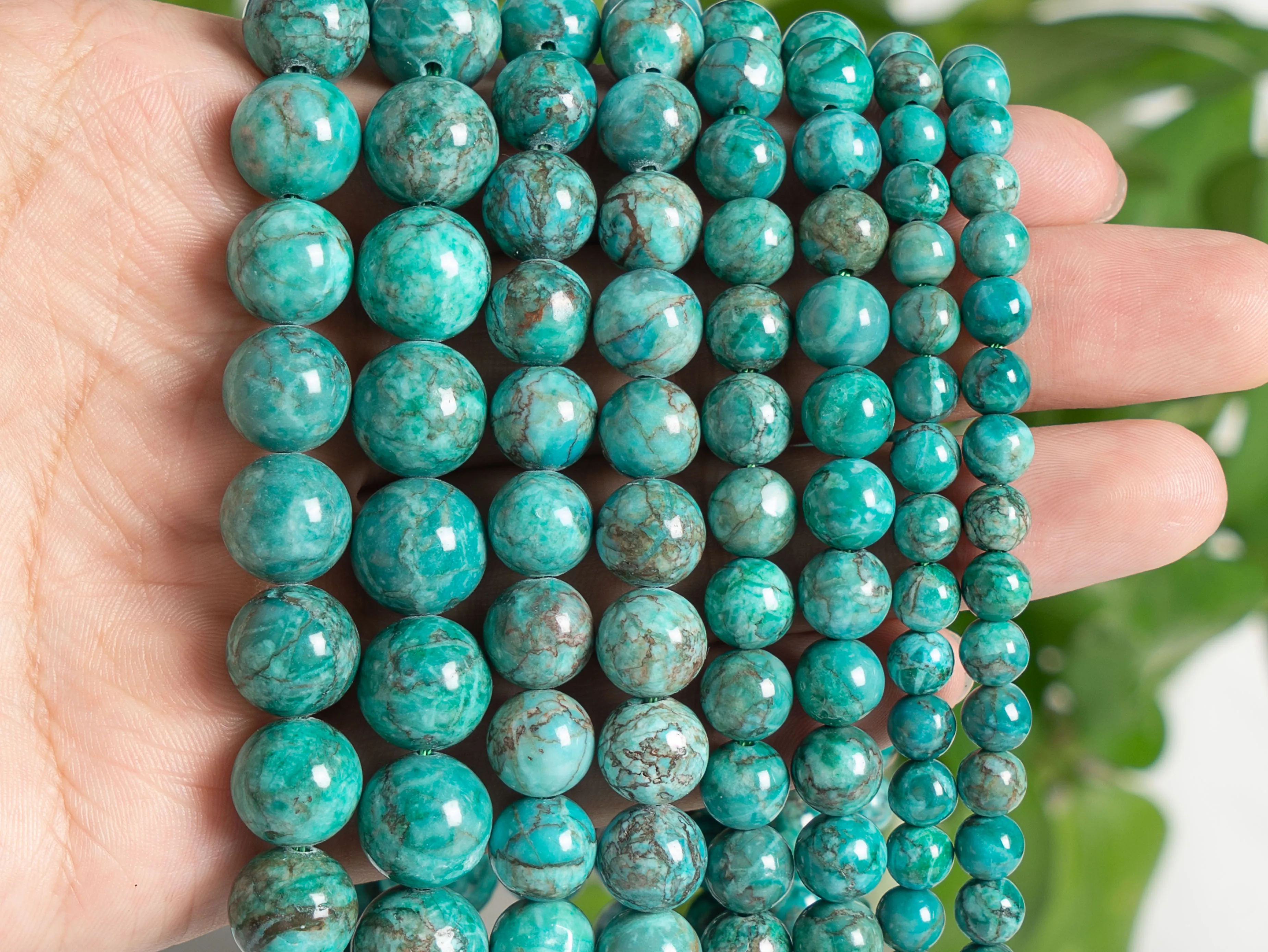 Genuine Natural Peacock Green Magnesite Turquoise Beads Grade AAA Gemstone Round Loose Beads  6/8/10/12mm for Jewelry Making