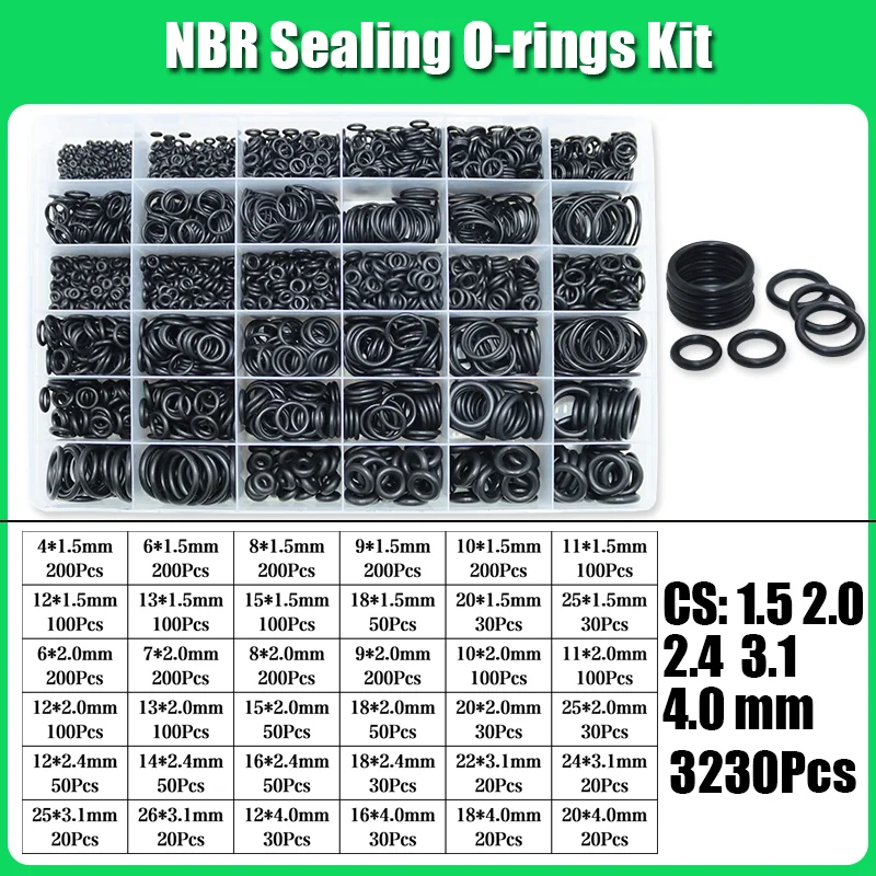 3230x O-Ring Nitrilkautschuk NBR ORing Ölbeständige, verschleißfeste, wasserdichte Dichtungsscheibe Kfz-Wasserhahn-Sanitärdichtung – Detail 14