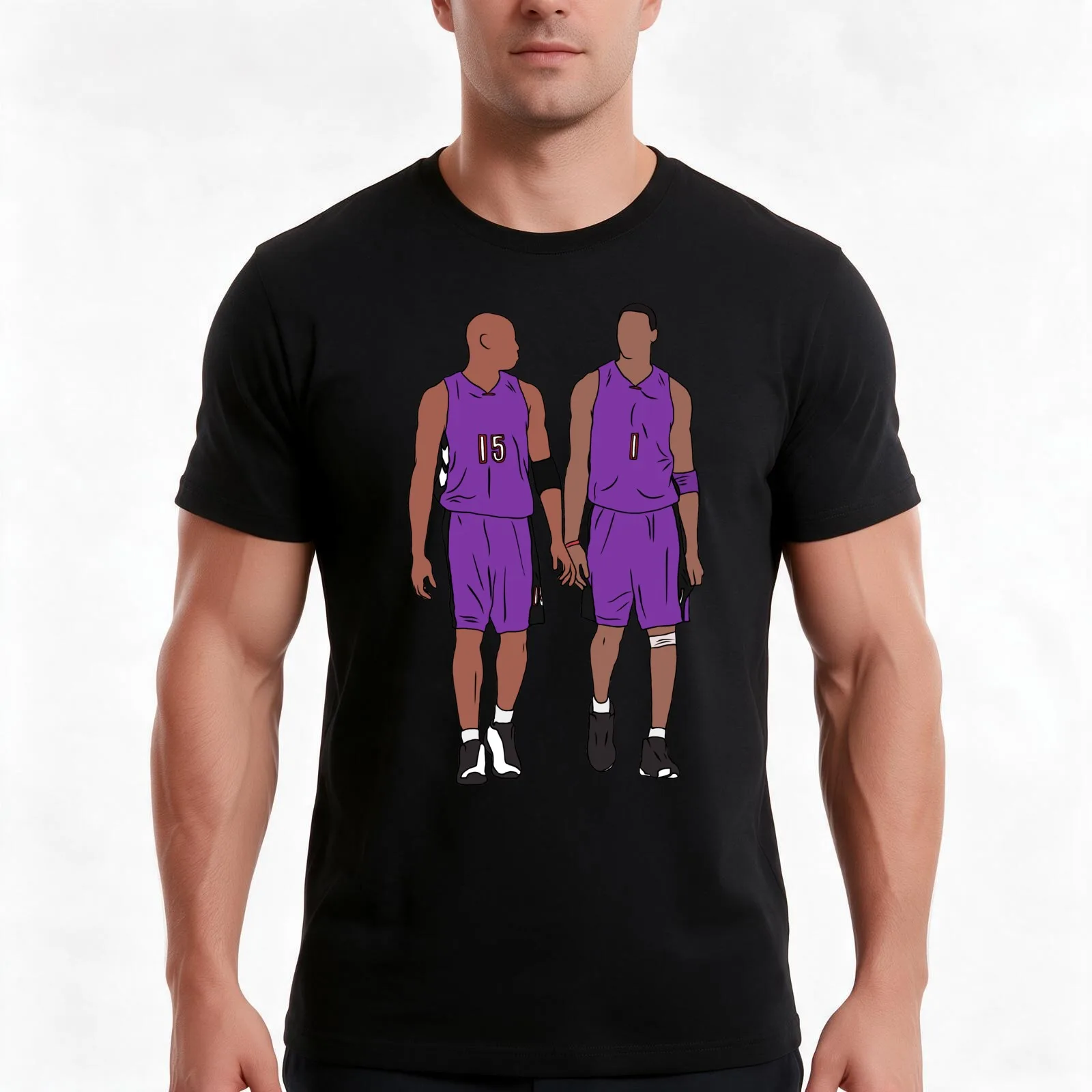 Vince Carter And Tracy McGrady T-Shirt, Summer Casual Cotton Tee, Oversized Streetwear Tops, Vintage Graphic Print, 100% Cotton